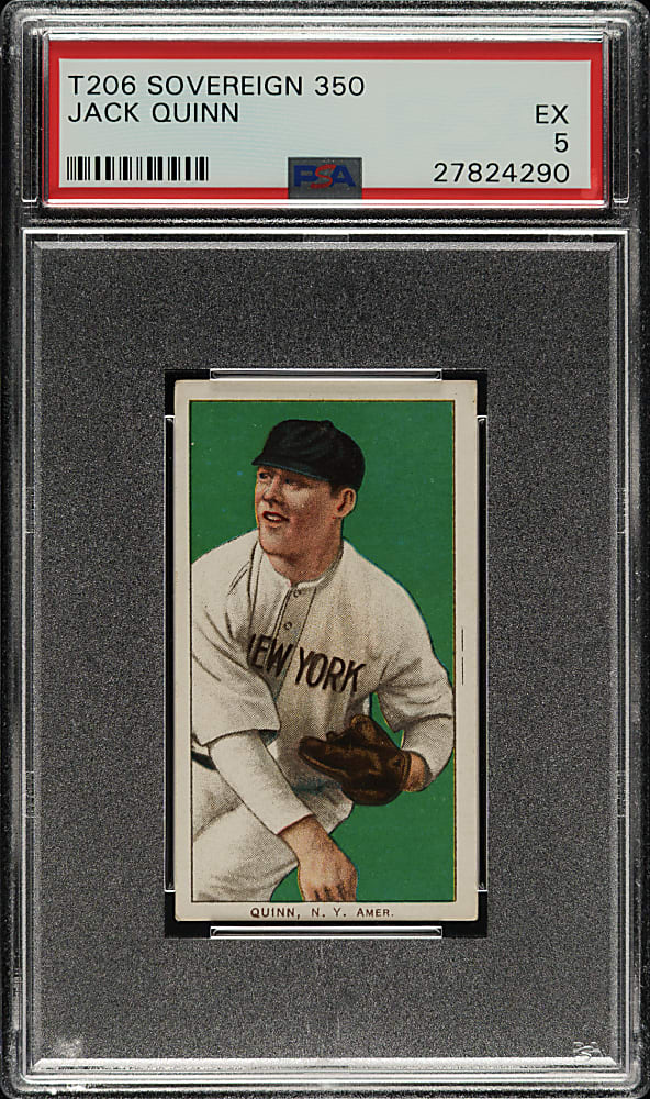 1909-1911 T206 White Border Jack Quinn PSA EX 5 - Sovereign 350 Back - 1 of 2 - Highest Graded!