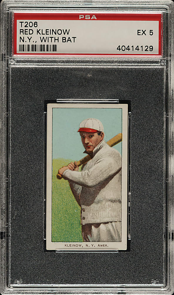 1909-1911 T206 White Border Red Kleinow New York with Bat PSA EX 5 - Sovereign 350 Back