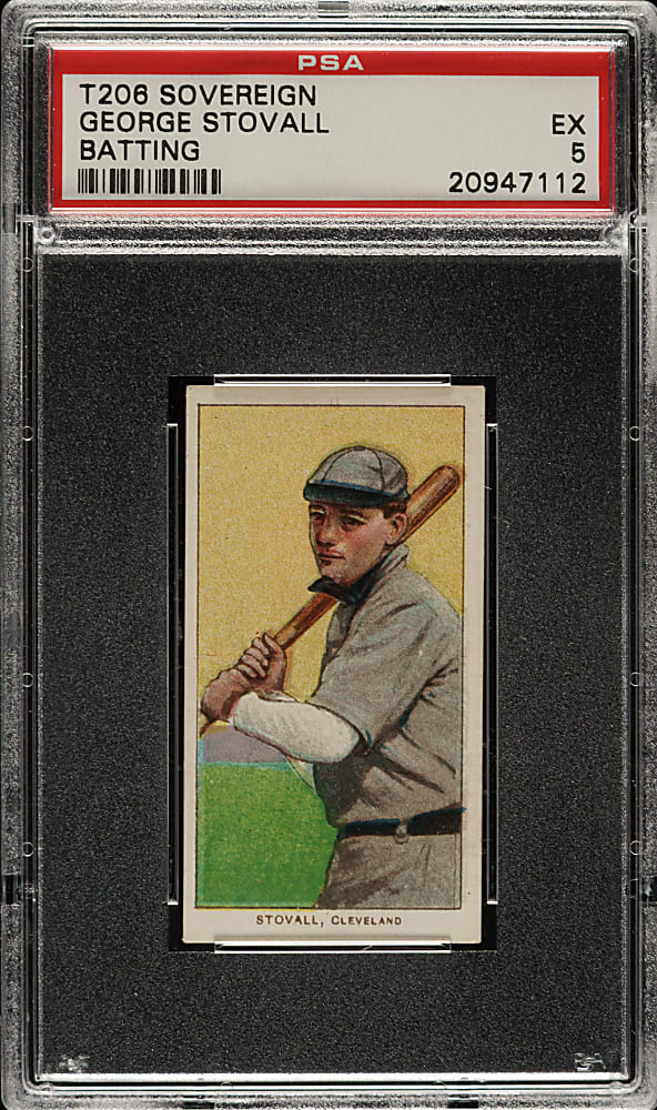 1909-1911 T206 White Border George Stovall Batting PSA EX 5 - Sovereign 460 Back - 1 of 2 - Highest Graded!