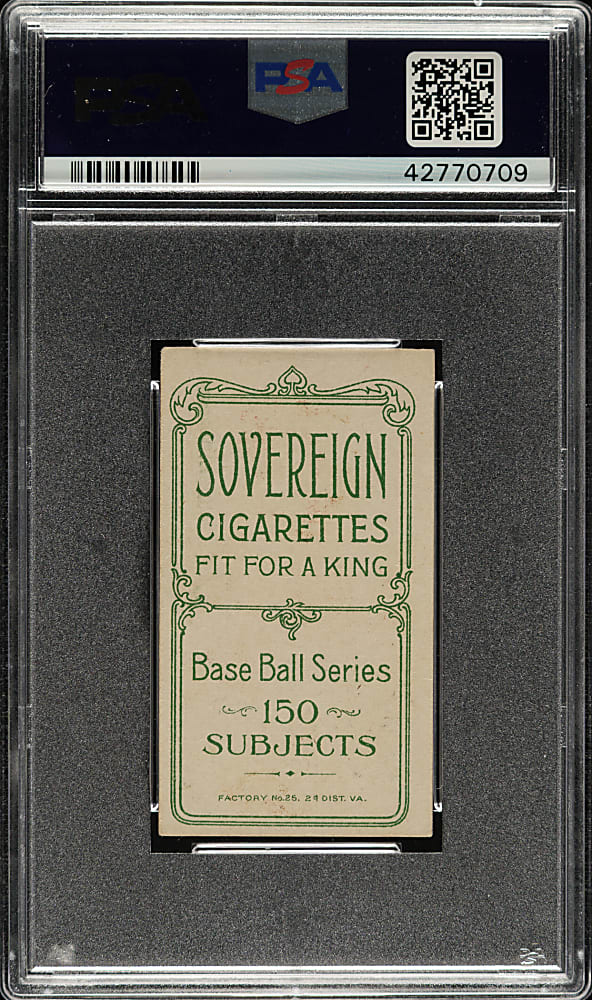 1909-1911 T206 White Border Tom Jones PSA EX 5 - Sovereign 150 Back