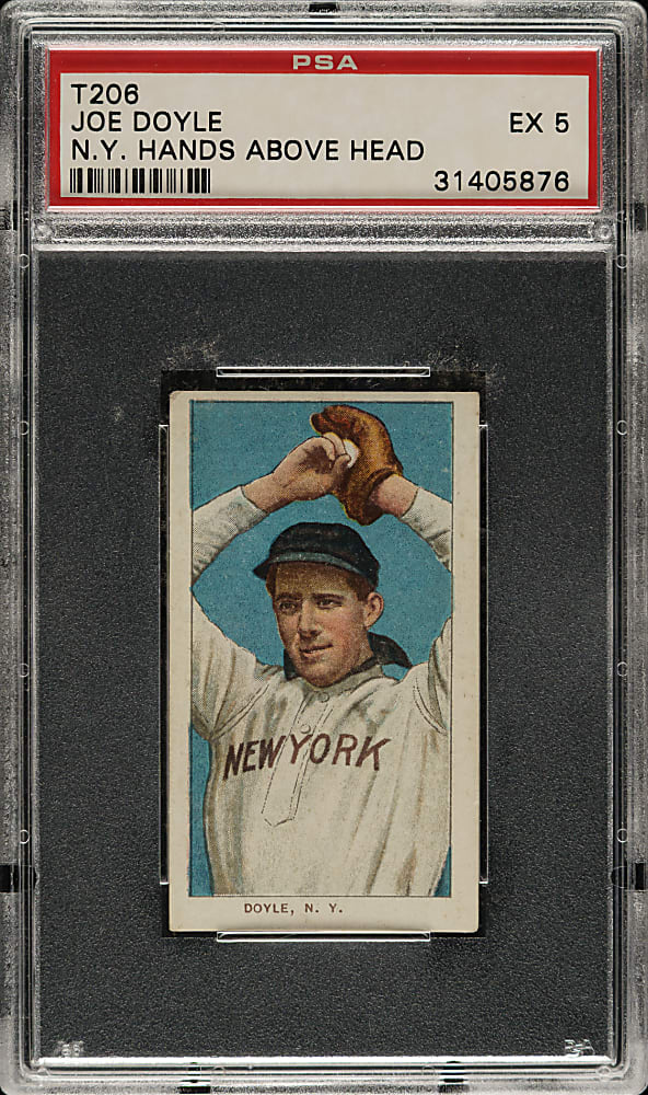 1909-1911 T206 White Border Joe Doyle N.Y. Hands Above Head PSA EX 5 - Sovereign 350 Back