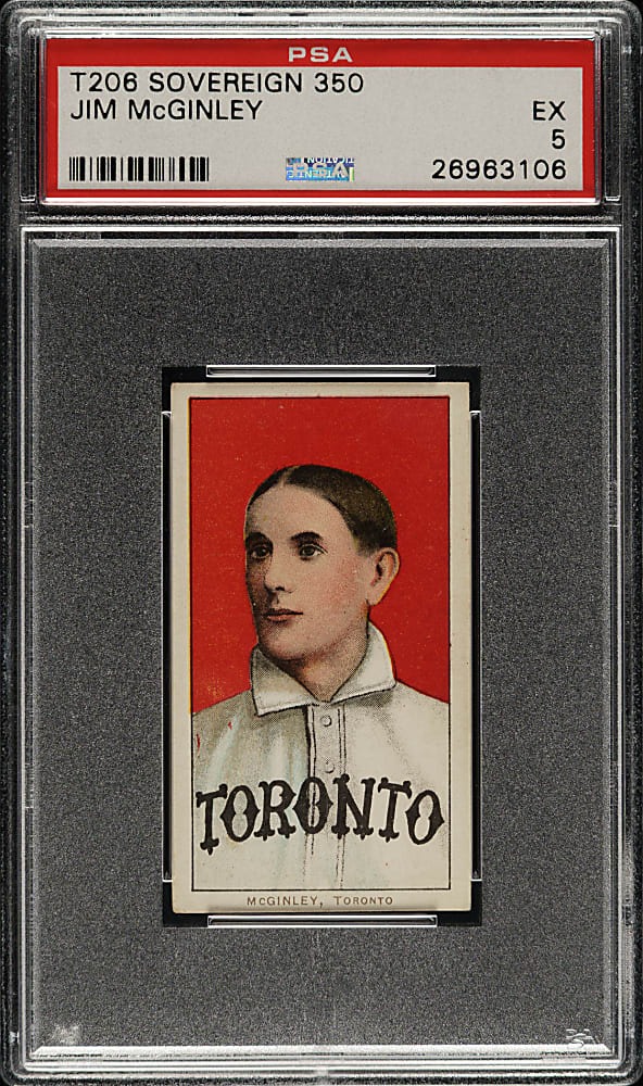 1909-1911 T206 White Border Jim McGinley PSA EX 5 - Sovereign 350 Back - Highest Graded!