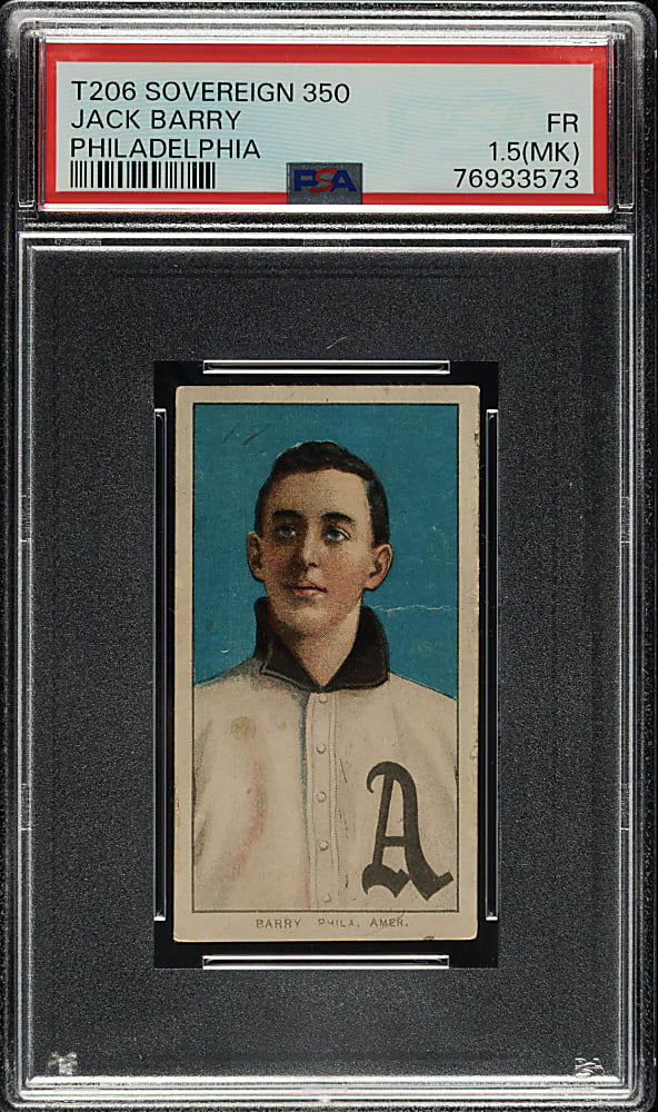 1909-1911 T206 White Border Jack Barry PSA FAIR 1.5 (MK) - Sovereign 350 Back