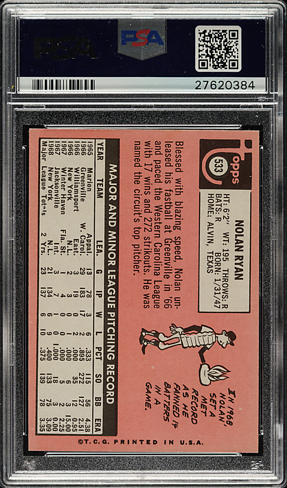 1969 Topps #533 Nolan Ryan PSA MINT 9