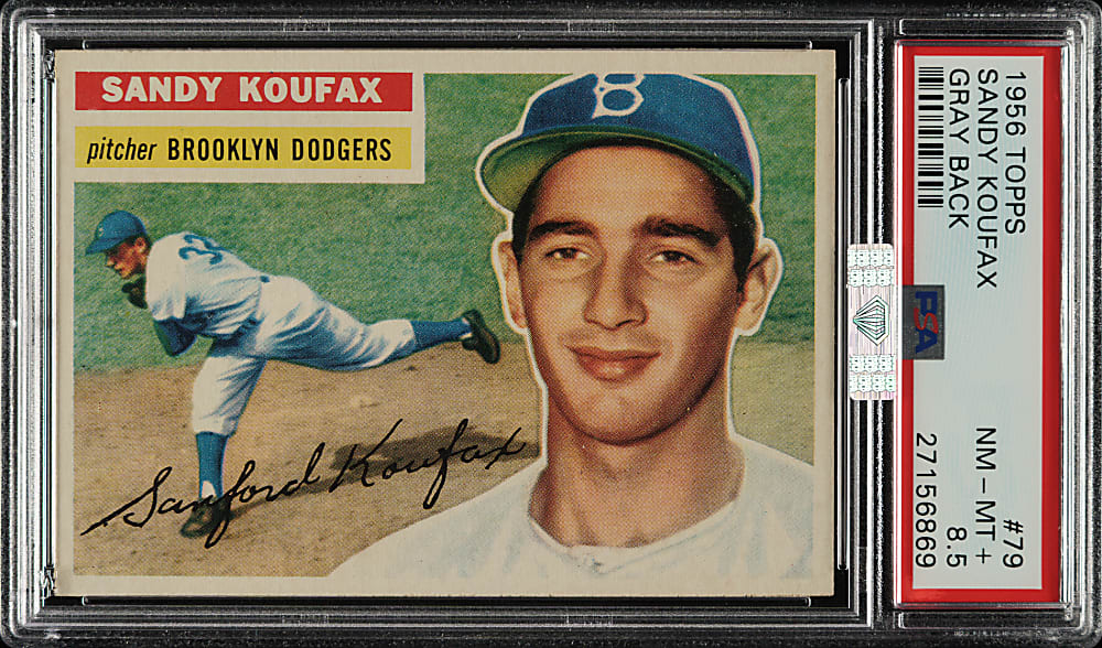 1956 Topps #79 Sandy Koufax Gray Back PSA NM-MT+ 8.5 (MBA Silver Diamond)