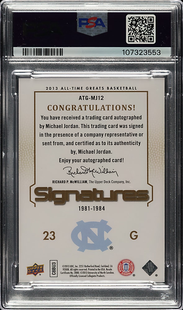 2013-2014 Upper Deck All-Time Greats Signatures Basketball #MJ12 Michael Jordan #31/45 PSA GEM MINT 10 with GEM MINT 10 Signature