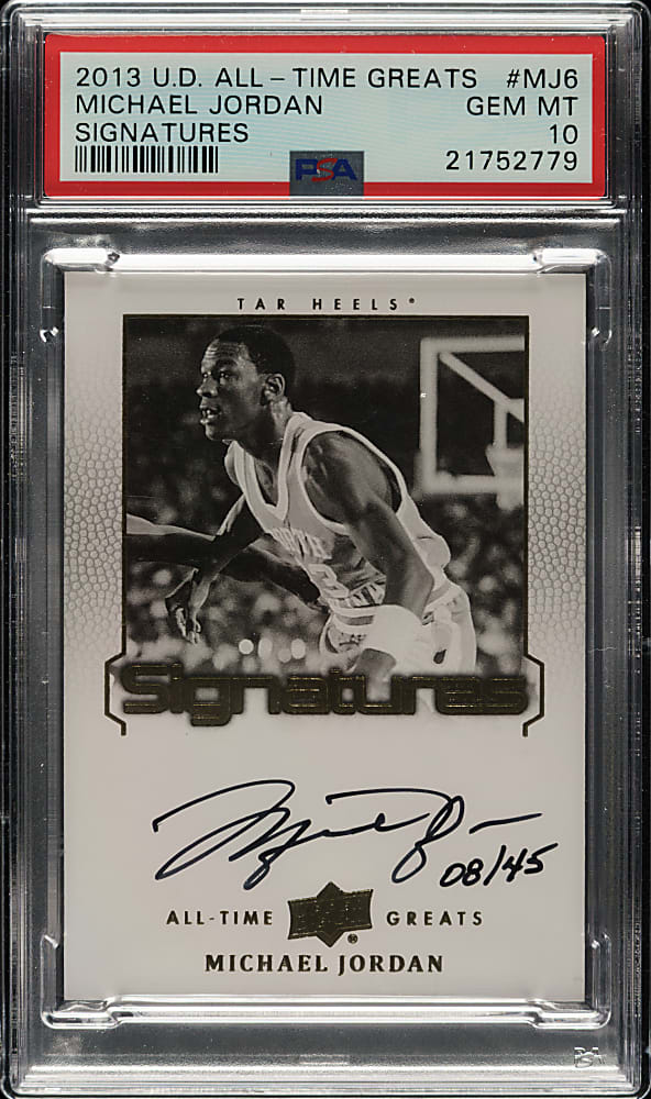 2013-2014 Upper Deck All-Time Greats Signatures Basketball #MJ6 Michael Jordan #8/45 PSA GEM MINT 10