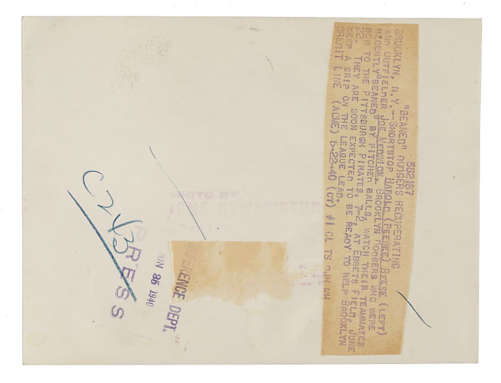 Circa 1940 Pee Wee Reese Original ACME Photograph