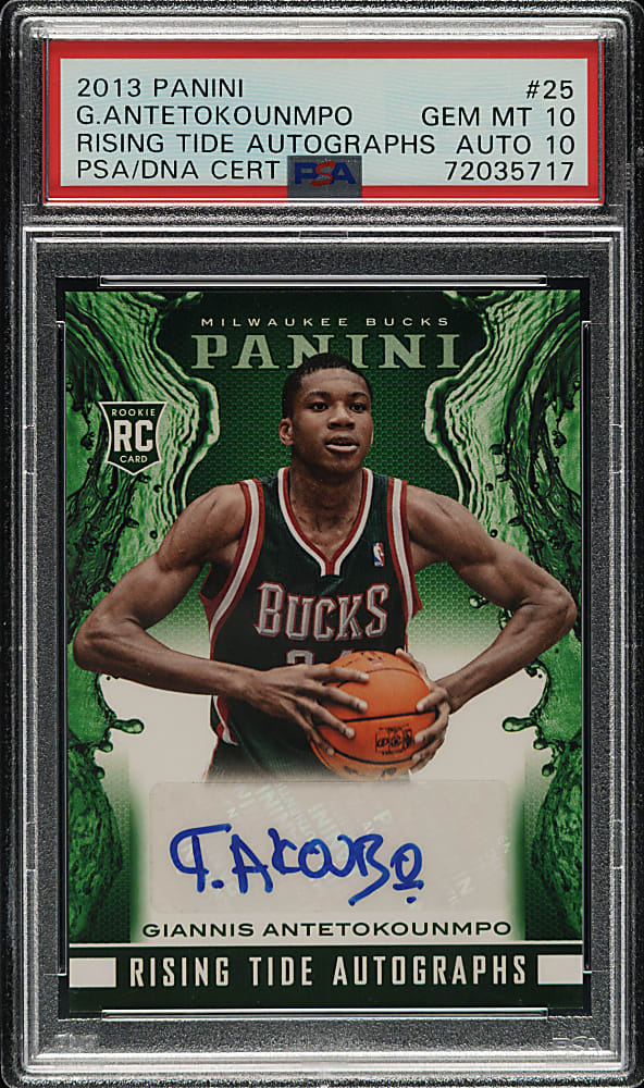 2013-2014 Panini Rising Tide Autographs Basketball #25 Giannis Antetokounmpo Rookie PSA GEM MINT 10 with GEM MINT 10 Signature
