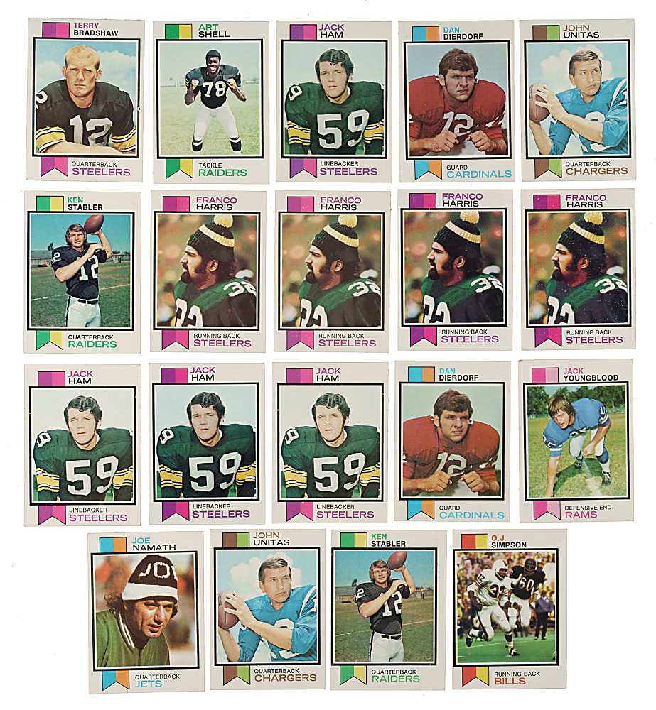 1973 Topps Football Complete and Partial Set Pair (2 Sets, 832 Cards) Plus Near-Complete Team Checklists (24/26) and 230 Duplicates