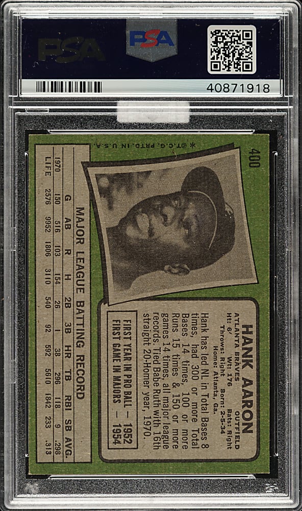 1971 Topps #400 Hank Aaron PSA NM-MT 8 (MBA Silver Diamond)