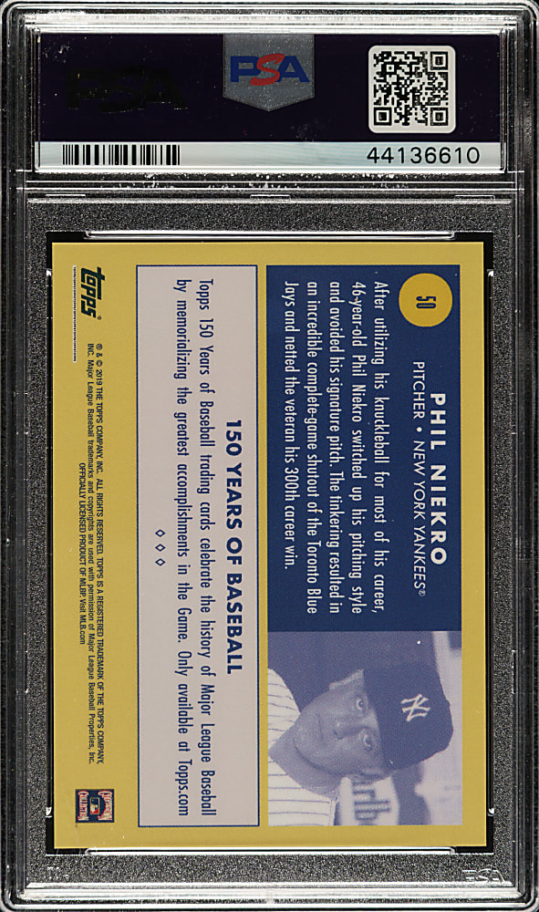 2019 Topps 150 Years of Baseball #50 Phil Niekro PSA GEM MINT 10