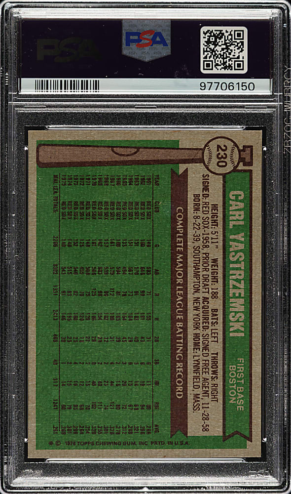1976 Topps #230 Carl Yastrzemski PSA MINT 9