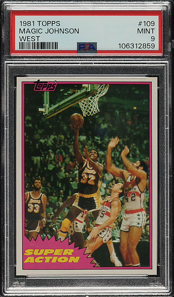 1981-1982 Topps Basketball #109 Magic Johnson Super Action PSA MINT 9