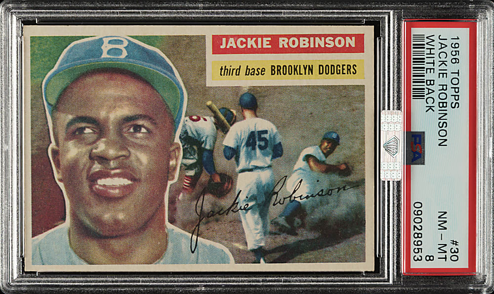 1956 Topps #30 Jackie Robinson White Back PSA NM-MT 8 (MBA Silver Diamond)