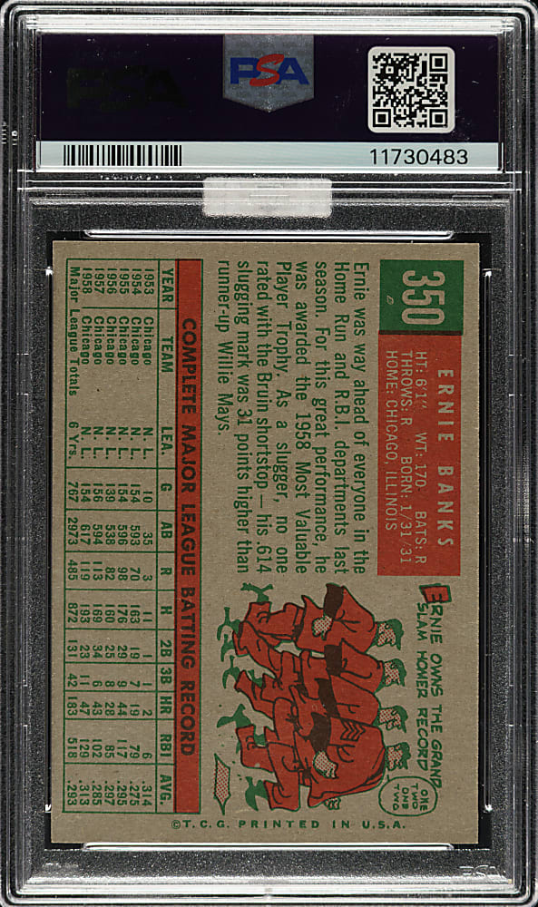 1959 Topps #350 Ernie Banks PSA MINT 9 (MBA Silver Diamond)