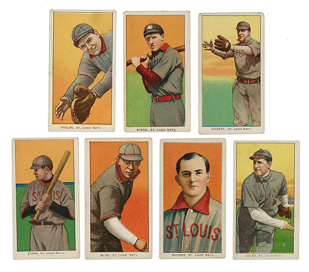 1909-1911 T206 White Border St. Louis Cardinals Collection (7) Including Tolstoi Back