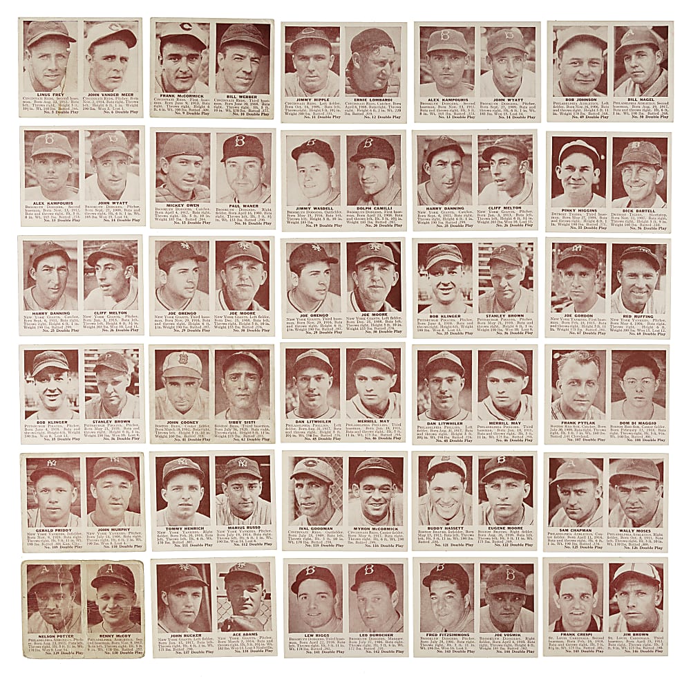 1941 R330 Double Play Collection (34) Including Carl Hubbell, Paul Waner and Lloyd Waner
