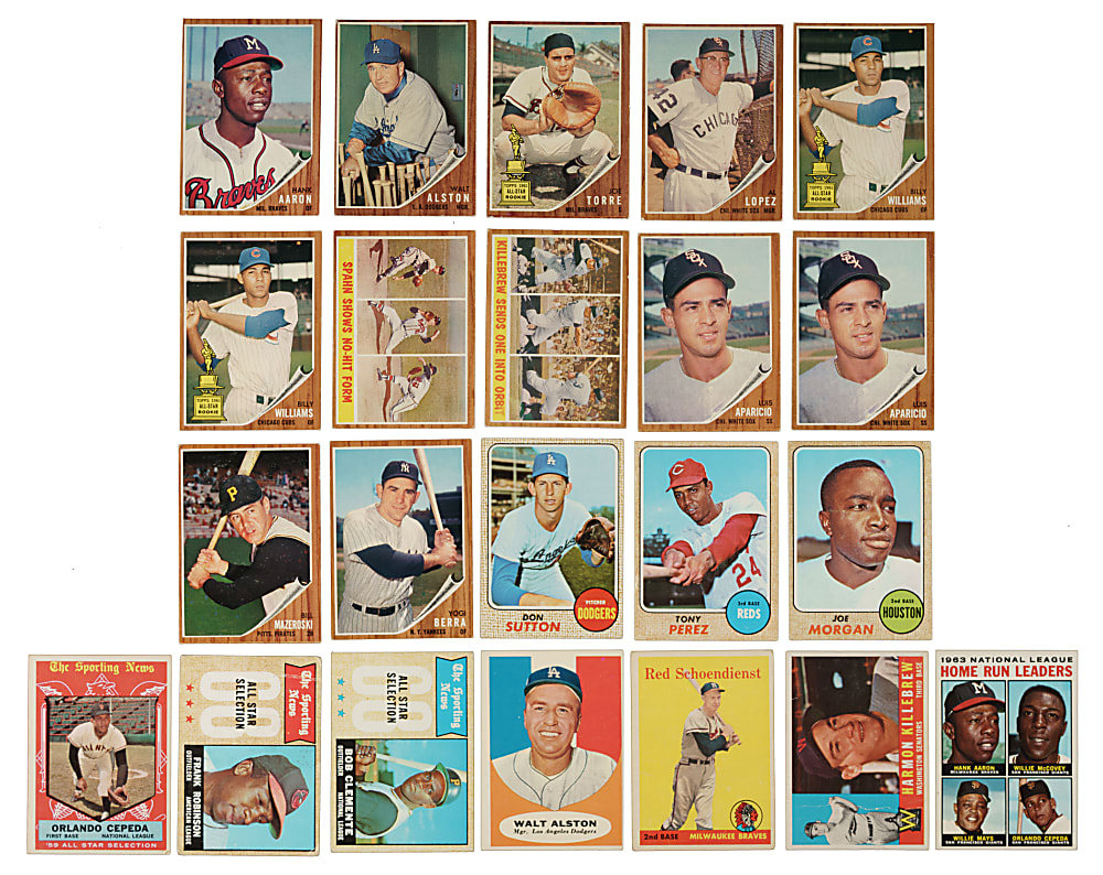 1958 to 1968 Topps Collection (65) Including Hank Aaron, Willie Mays, and Gaylord Perry Rookie