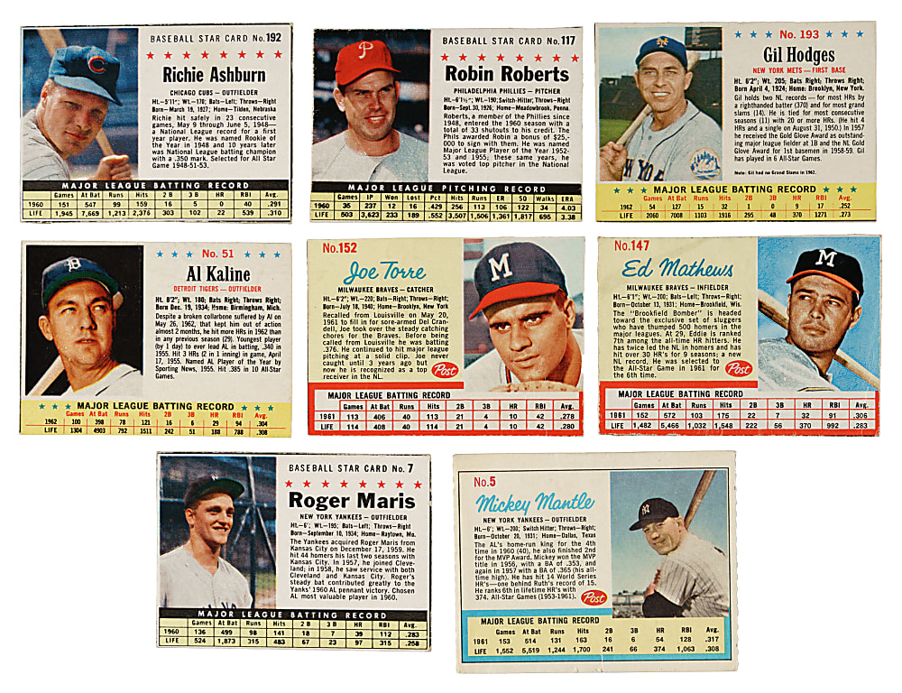 1961 to 1963 Post Cereal Collection (26) Including Mickey Mantle, Whitey Ford and Roger Maris