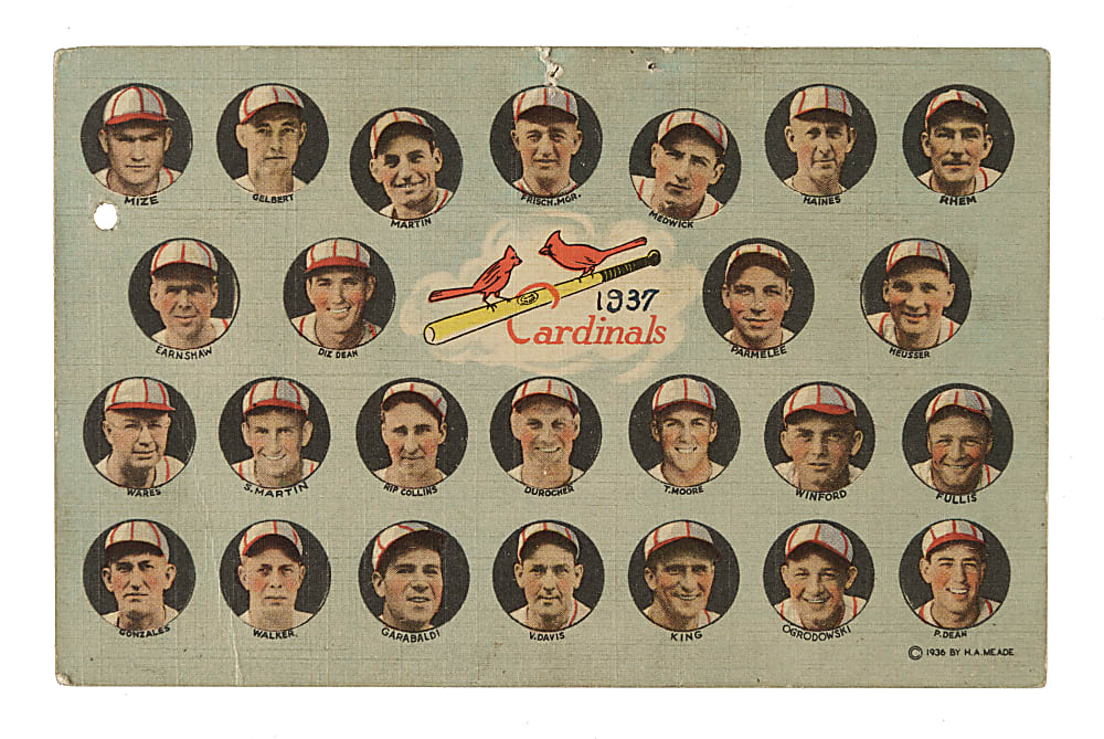 1936 H. A. Meade St. Louis Cardinals Postcard