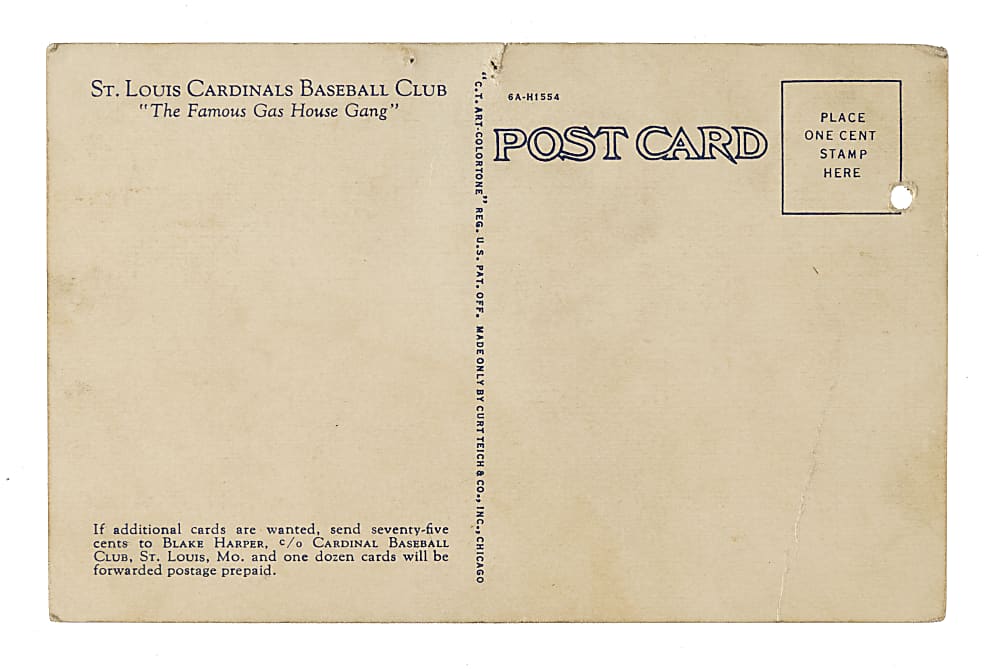 1936 H. A. Meade St. Louis Cardinals Postcard