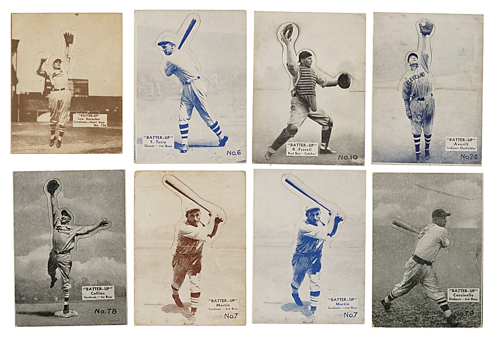 1934-1936 R318 Batter-Up Collection (8) Including Durocher, Terry, Ferrell, and Averill