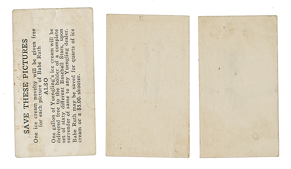 1928 W502 and F50 Yuengling's Ice Cream Trio: Joe Dugan, Sam Jones, and Earl Sheely