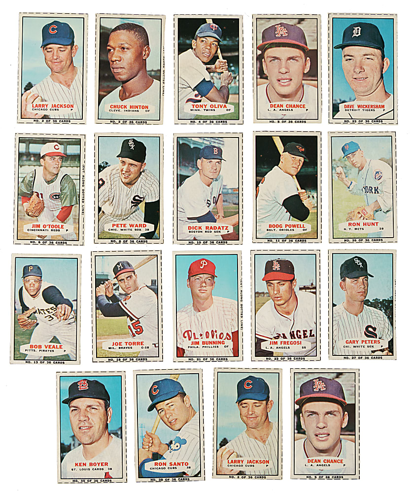 1965 Bazooka Partial Set (21/36) Including Frank Robinson, Bob Gibson, and Harmon Killebrew