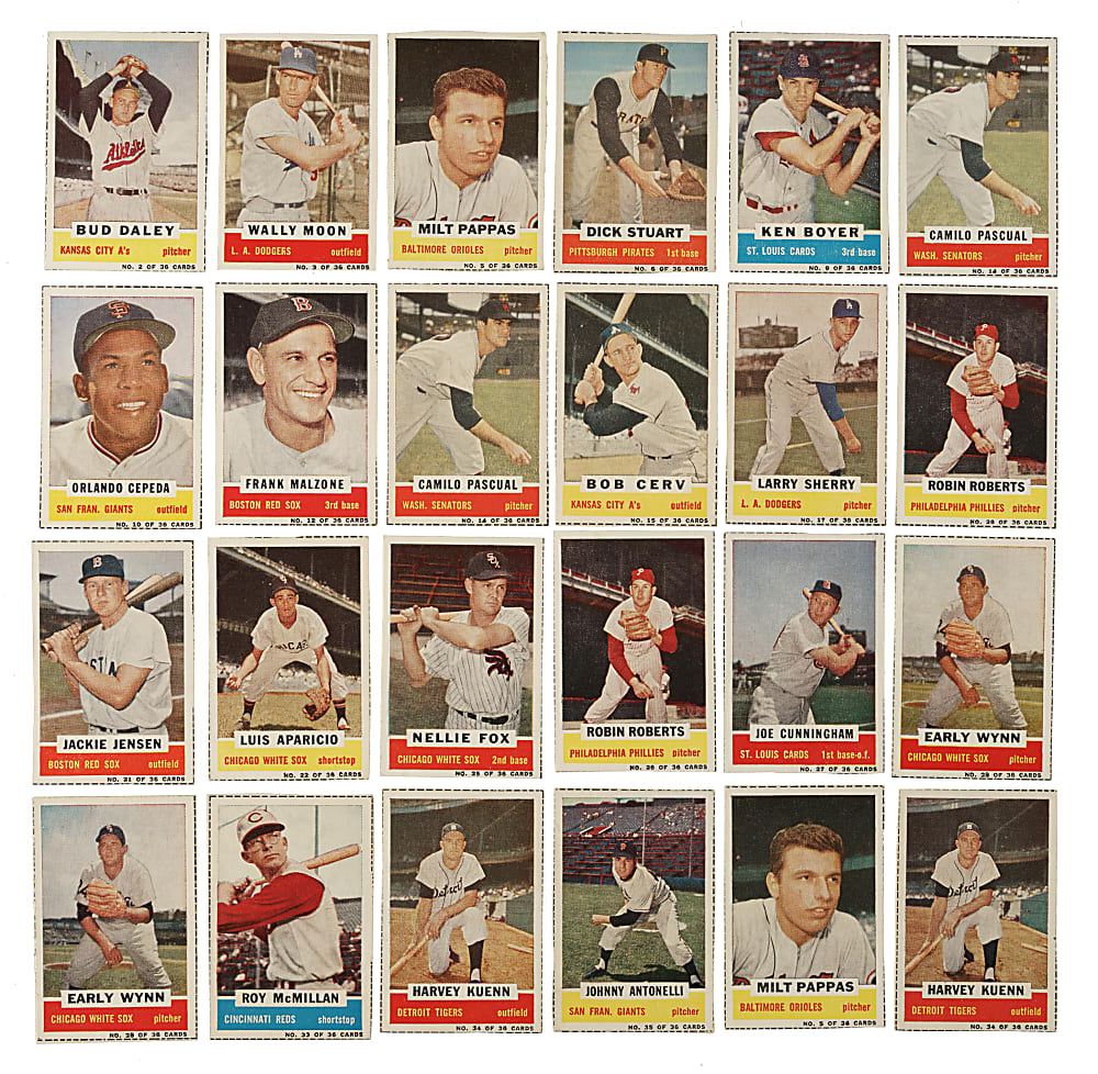 1960 Bazooka Partial Set (23/36) Including Hank Aaron, Warren Spahn, and Al Kaline