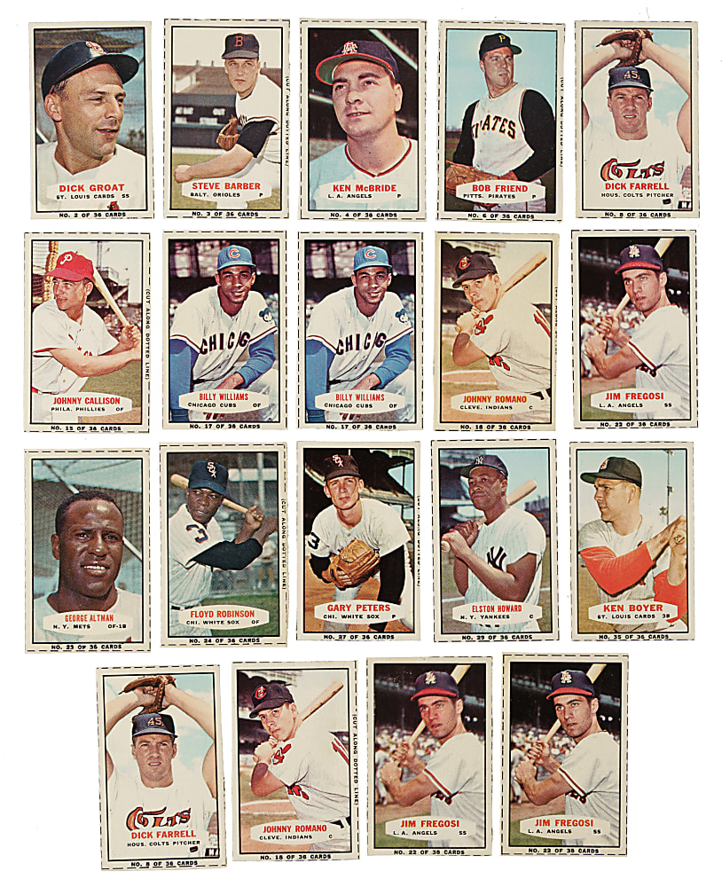 1964 Bazooka Partial Set (18/36) Including Sandy Koufax, Frank Robinson, and Carl Yastrzemski