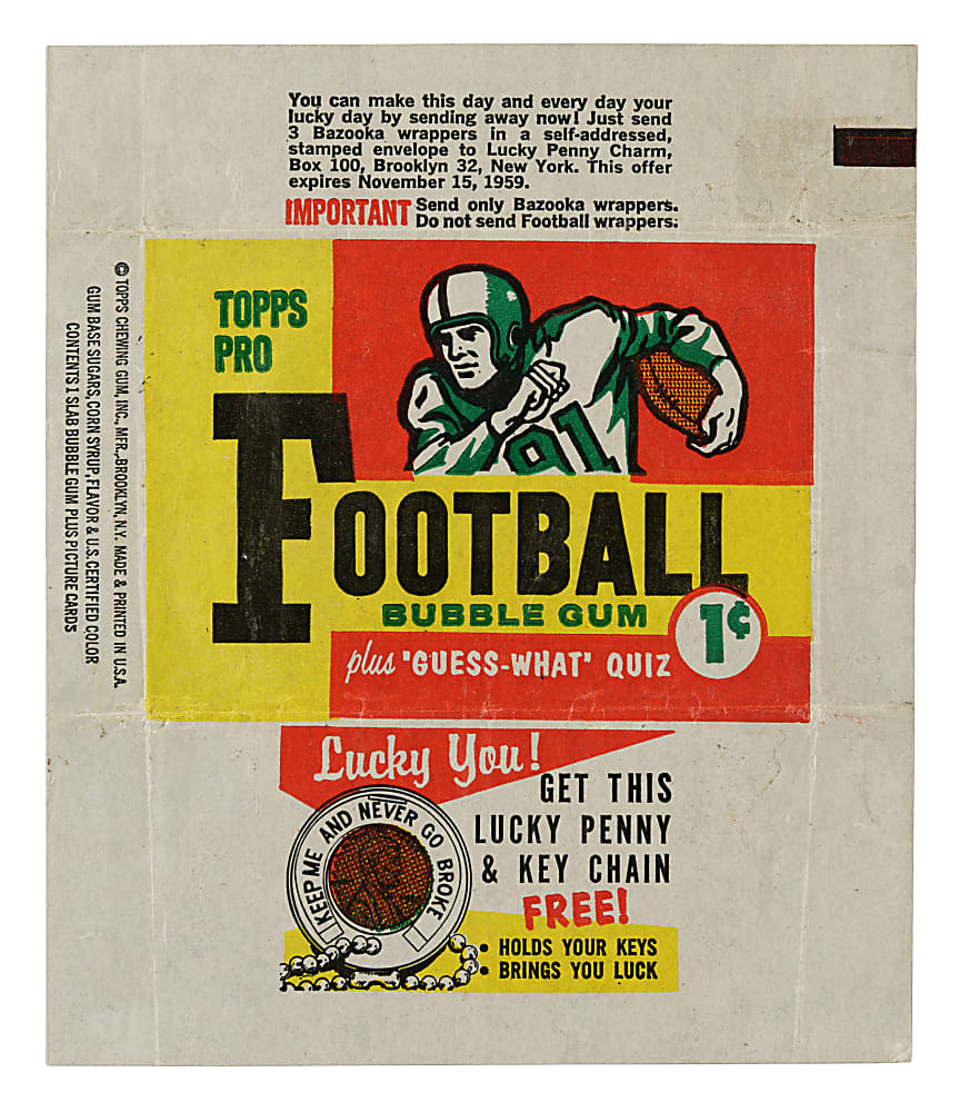 1959 Topps Football One-Cent Wrapper