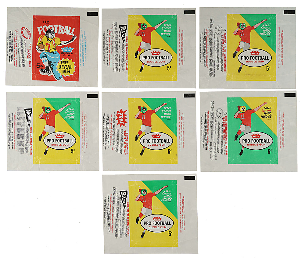1960 and 1961 Fleer Football Five-Cent Wrapper Collection (7)
