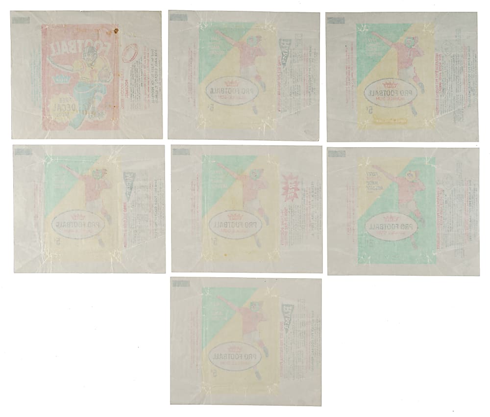 1960 and 1961 Fleer Football Five-Cent Wrapper Collection (7)