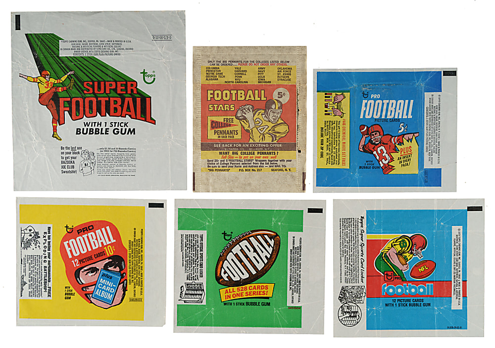 1961 to 1979 Topps and Nu-Card Football Wrapper Collection (6)