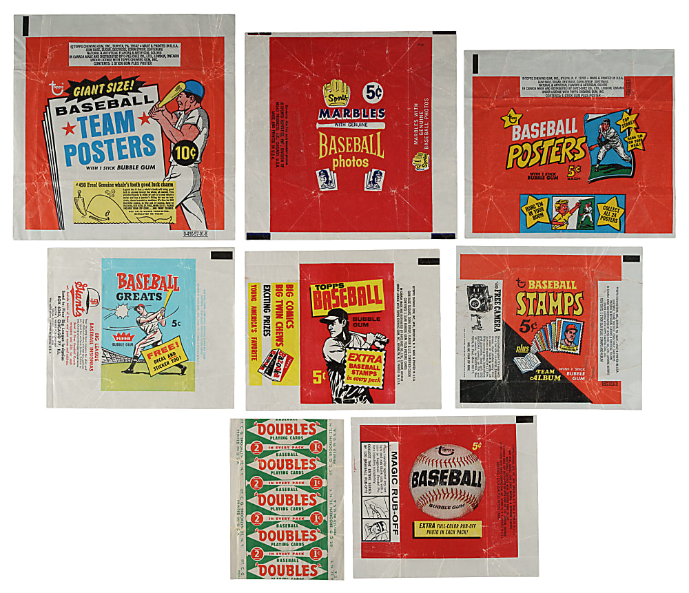 1951 to 1969 Topps, Leaf, and Fleer Wrapper Collection (8)