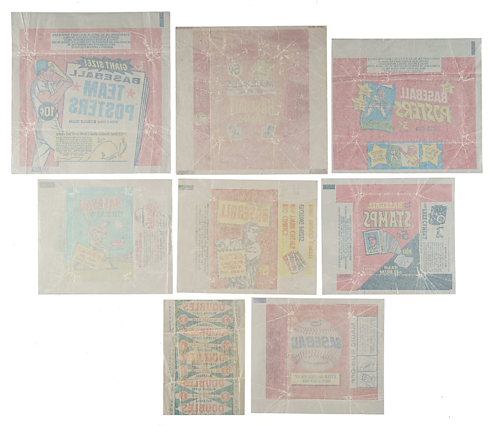1951 to 1969 Topps, Leaf, and Fleer Wrapper Collection (8)