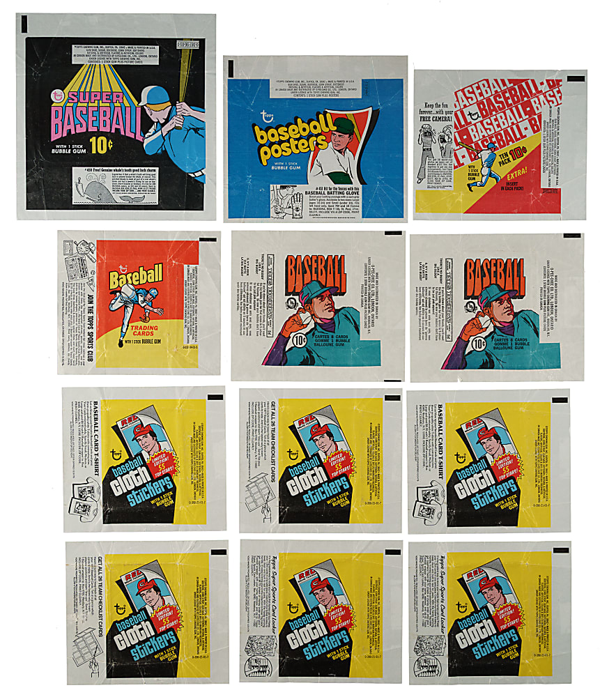 1970 to 1977 Topps and O-Pee-Chee Wrapper Collection (12)