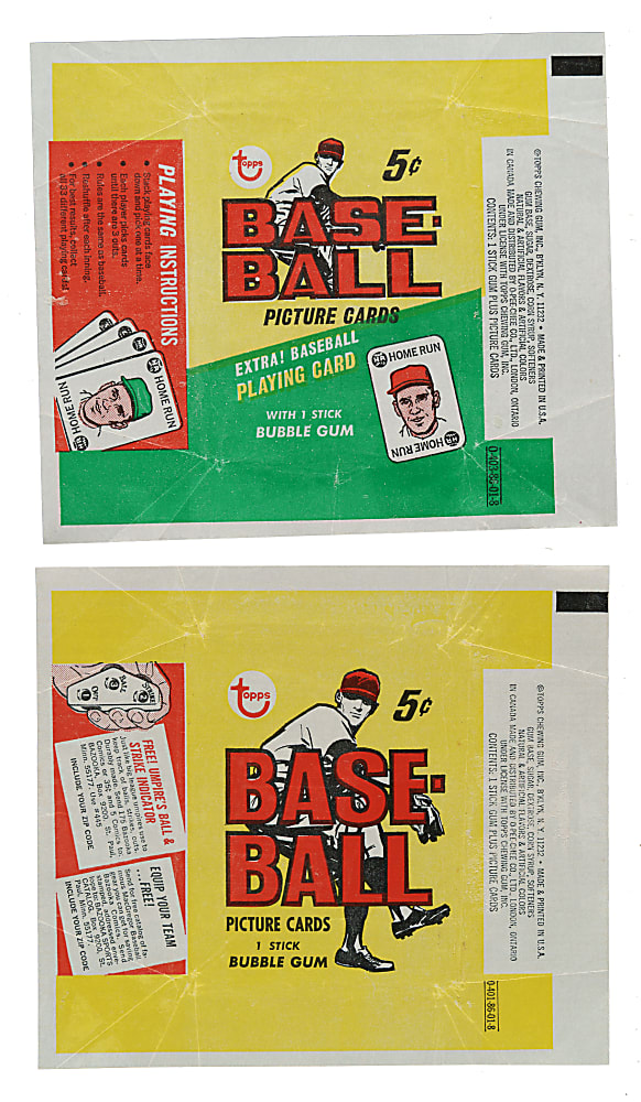 1968 Topps Five-Cent Wrapper Pair