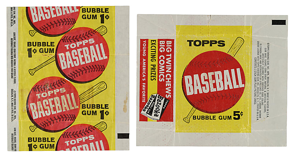 1963 Topps Five-Cent and One-Cent Wrapper Pair
