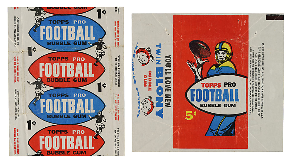 1957 Topps Football Five-Cent and One-Cent Wrapper Pair