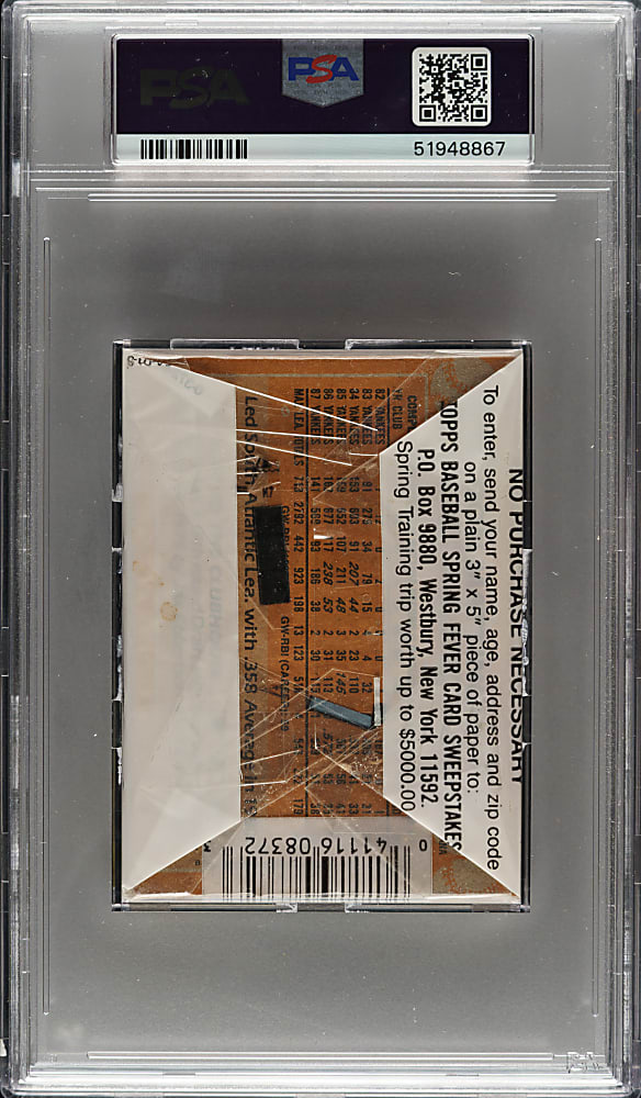 1988 Topps Unopened Cello Pack PSA GEM MINT 10 - Nolan Ryan on Top and Don Mattingly on Back