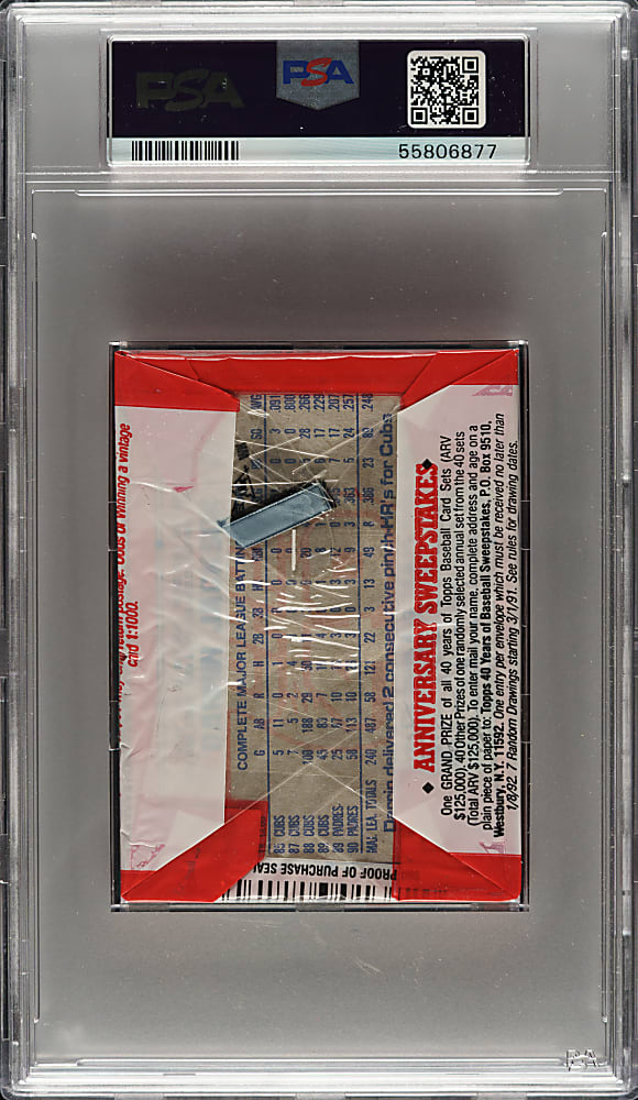 1991 Topps Unopened Jumbo Cello Pack PSA MINT 9 - Nolan Ryan on Top