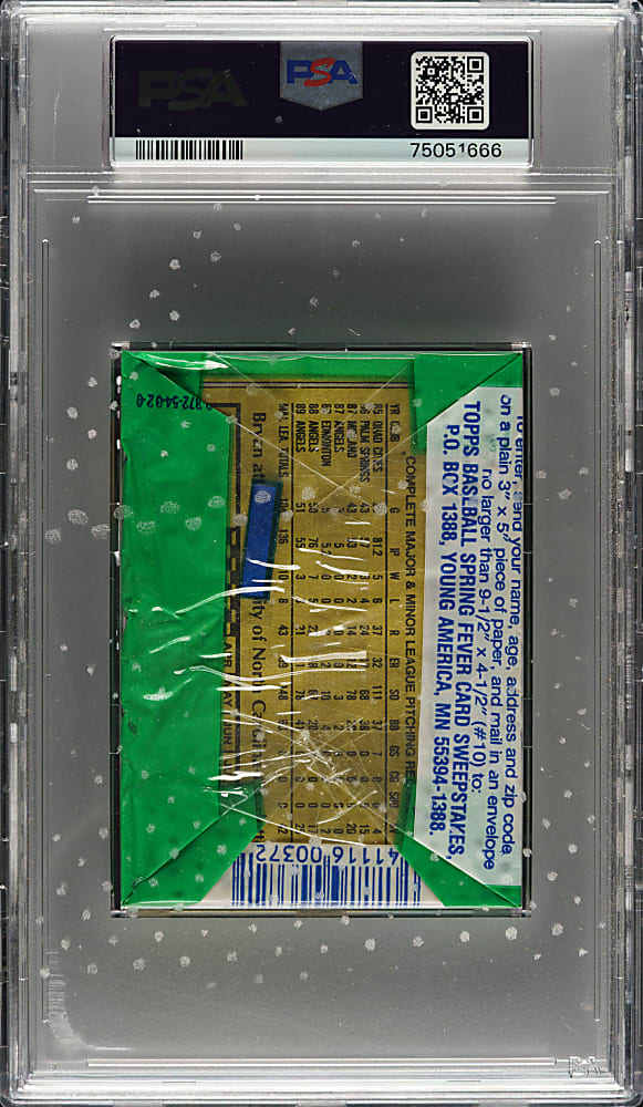 1990 Topps Unopened Cello Pack PSA GEM MINT 10 - Don Mattingly on Back
