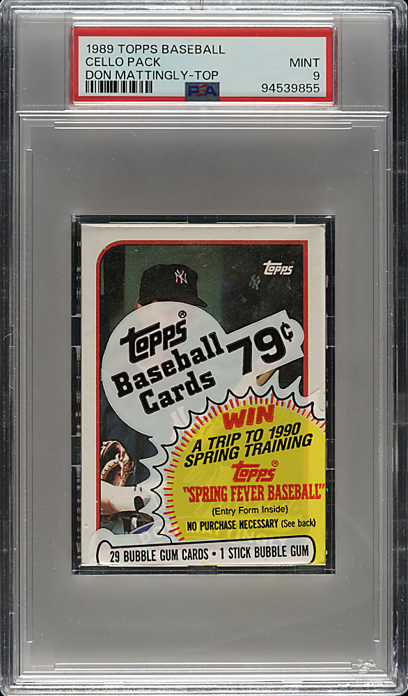 1989 Topps Unopened Cello Pack PSA MINT 9 - Don Mattingly on Top