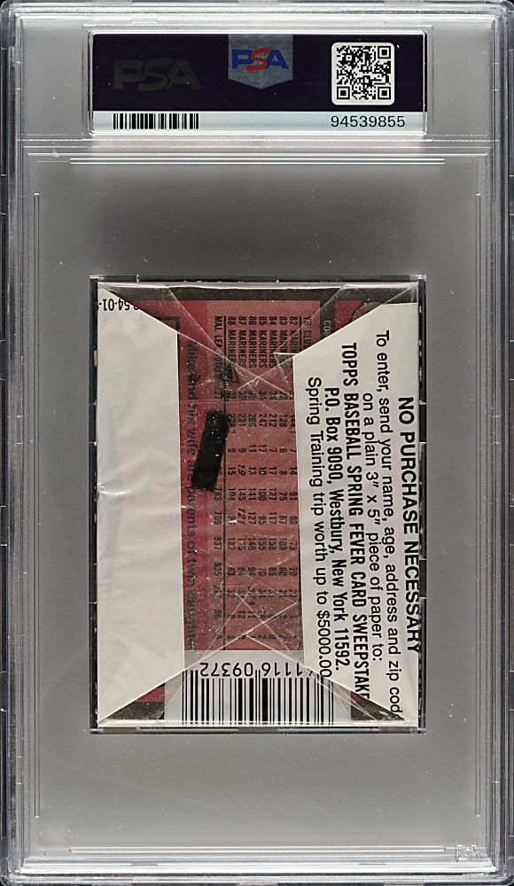 1989 Topps Unopened Cello Pack PSA MINT 9 - Don Mattingly on Top
