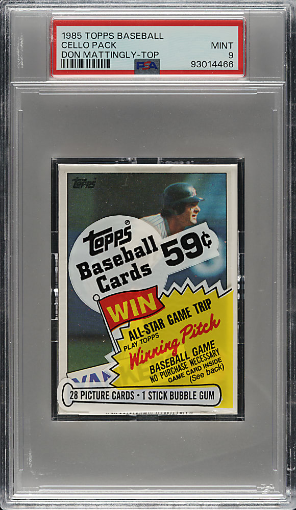 1985 Topps Unopened Cello Pack PSA MINT 9 - Don Mattingly on Top