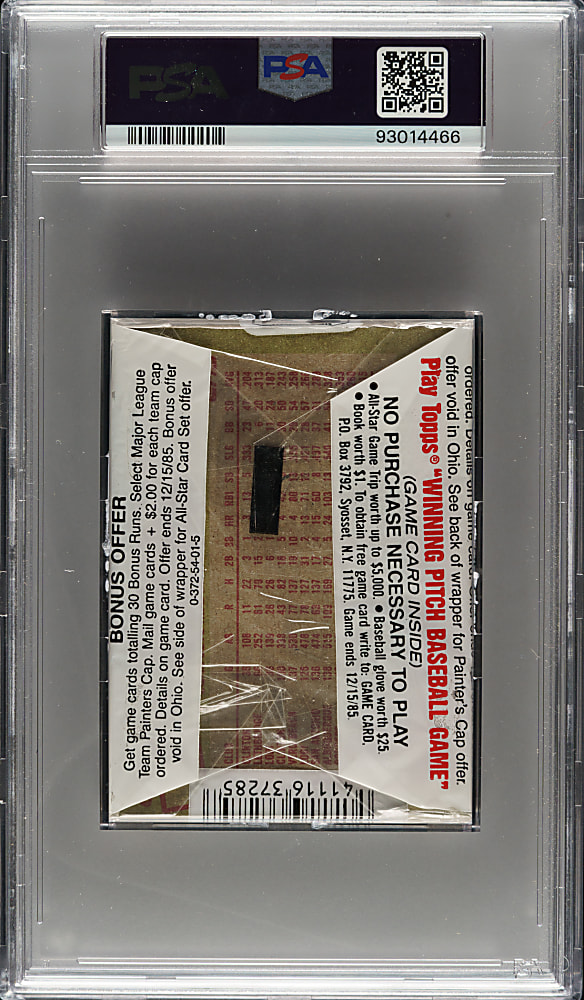 1985 Topps Unopened Cello Pack PSA MINT 9 - Don Mattingly on Top