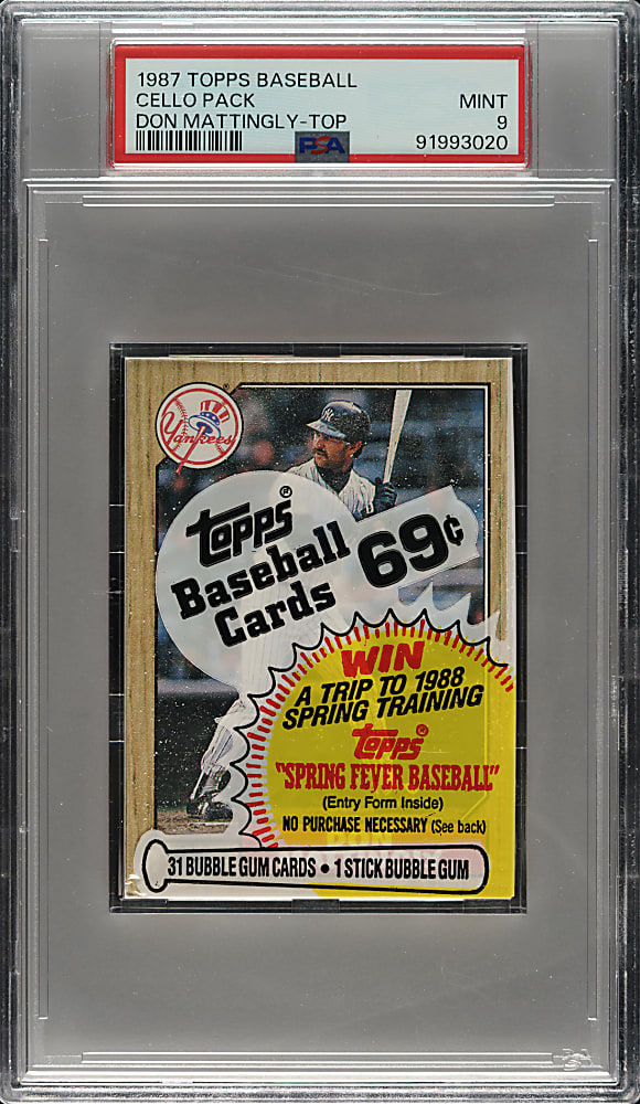 1987 Topps Unopened Cello Pack PSA MINT 9 - Don Mattingly on Top