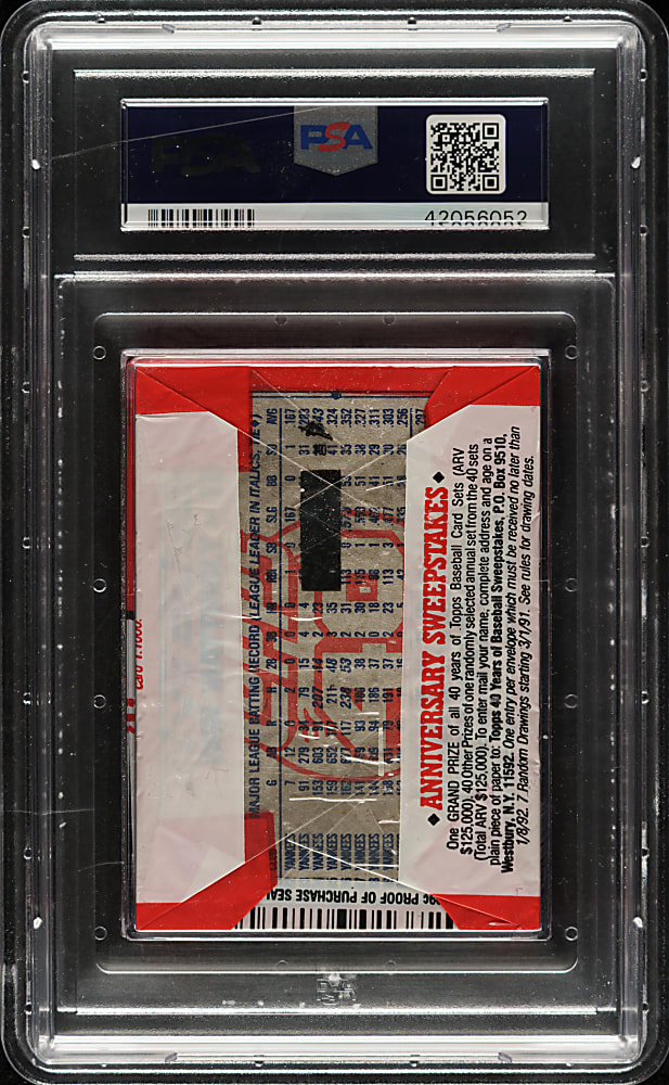 1991 Topps Unopened Jumbo Cello Pack PSA GEM MINT 10 - Don Mattingly on Back